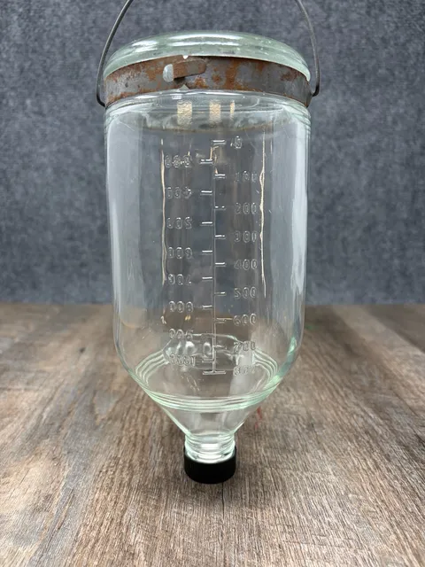 Abbott Laboratories Vintage large Glass IV Bottle Graduated With Wire Handle