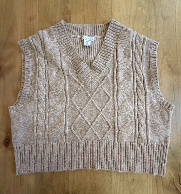 Sincerely Jules Cable Knit Sweater Vest Size XL Beige