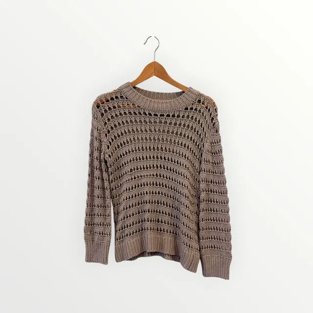 Sablyn Sweater Size XS Taupe Open Knit Cashmere Cotton