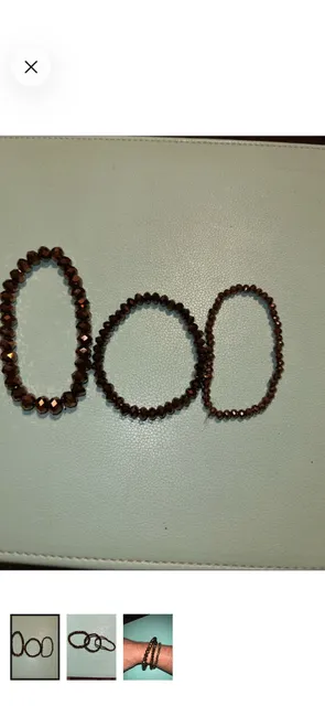 Bronze Faceted Bead Stretch Bracelet Set of 3