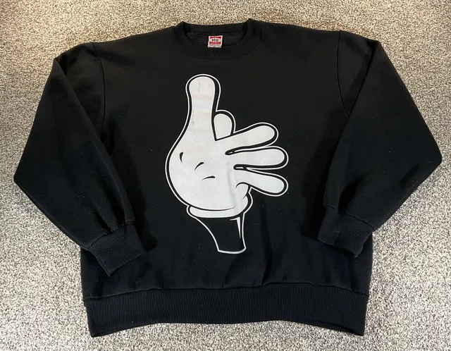 90’s Vintage God's Collection Mickey Mouse Glove Sweatshirt Size M Black