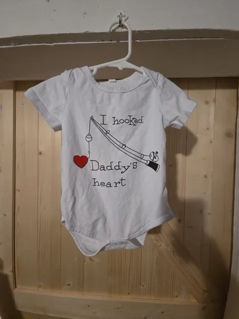 I Hooked Daddy's Heart white Bodysuit 
