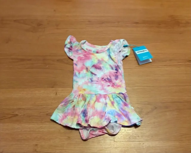 Posh Peanut Dress Body Suit 6-12 Mos Open Pink Tie Dye Bamboo