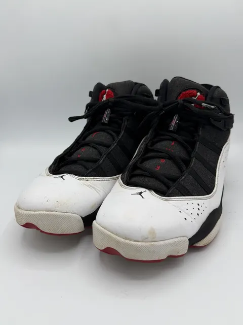 Nike Air Jordan 6 Rings Mens 10.5 Black White Red Basketball Shoes 322992-012