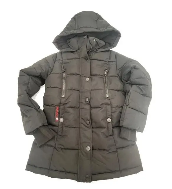Canada Weather Gear kids hooded Puffer Parka Jacket Size 7/8 Black Winter coat 