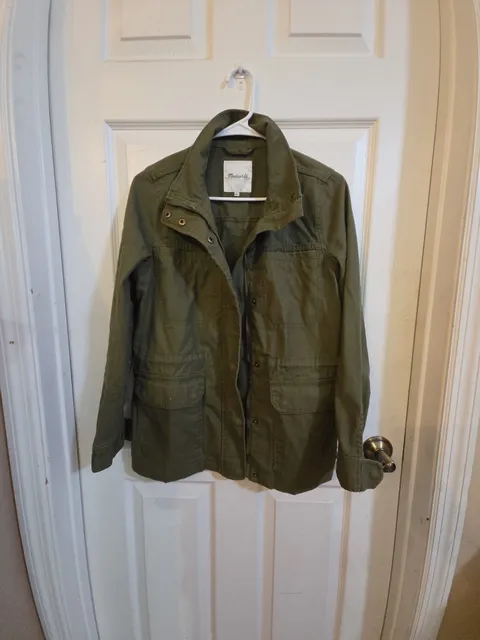 Madewell Utility Jacket Size XS Olive Green Cotton Canvas Military Field