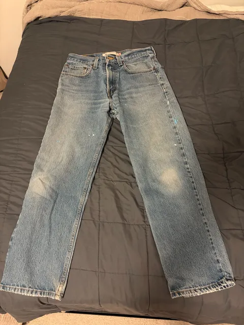 Levi's Y2K 550 Relaxed Fit Jeans Size W32 L30 Light Wash Denim Distressed Paint