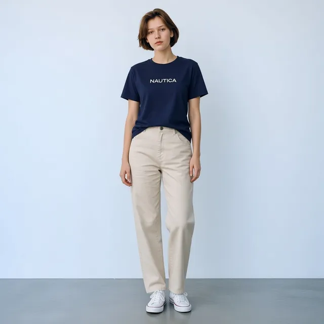 Nautica Logo Graphic T-Shirt Size L Navy Blue Cotton Sleepwear