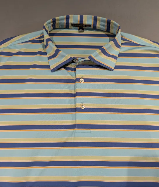 Peter Millar Summer Comfort Polo Shirt Size XL Blue Striped Golf Preppy 
