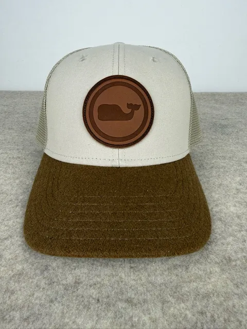 Vineyard Vines Whale Patch Trucker Hat Snapback Brown Tan