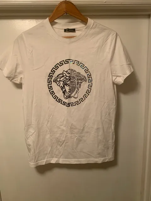 Versace Graphic T-Shirt Size M White Medusa Logo Cotton