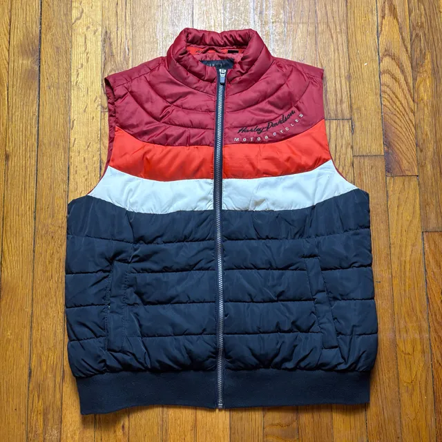 Vintage Harley-Davidson Puffer Vest Multi Color Size L