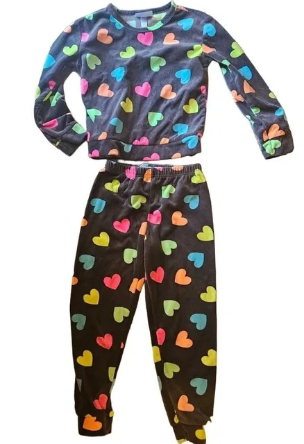 Bmagical Girls Sweatsuit/ Fleece Pajama Set - Neon Hearts, Size 6X