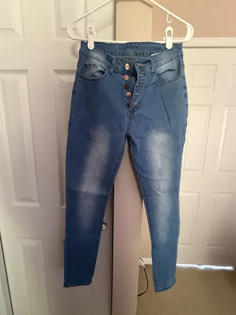 Kunmi Skinny Jeans Size S Blue Button Fly Denim