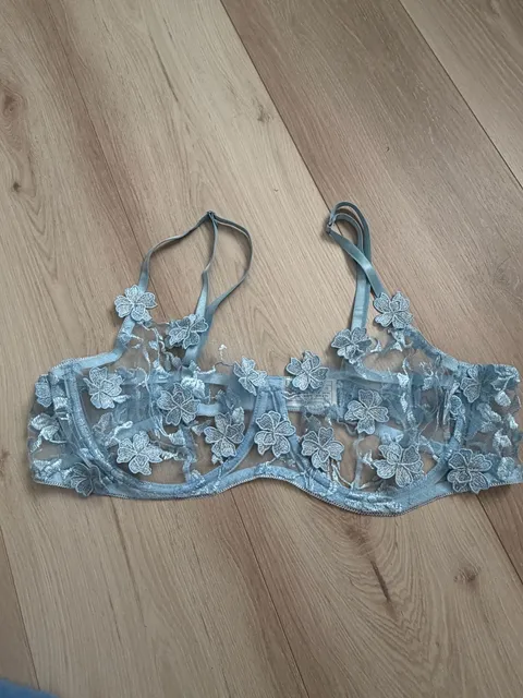 Floral Embroidered Lace Lingerie Bra Size 3XL-4XL Light Blue