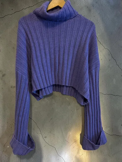 Arizona Jean Co Turtleneck Cropped Sweater Size XXL Purple Ribbed Knit
