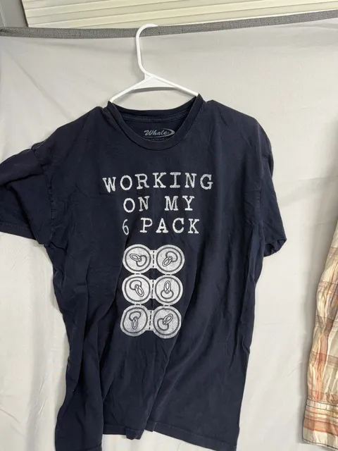 Whale By Switcher USA Working On My 6 Pack T-Shirt Large Navy