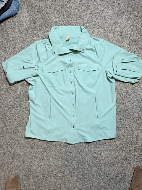 Columbia Long Sleeve Shirt Mint Green Snap Front