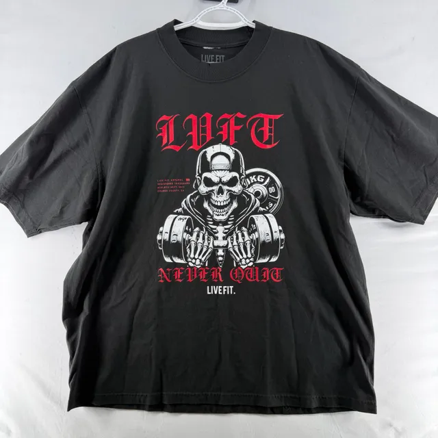 1677 Live Fit Apparel Graphic T-Shirt XL Black Never Quit Size XL