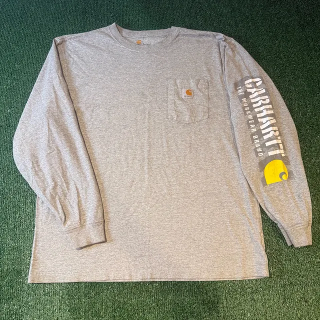 Carhartt Long Sleeve Pocket T-Shirt Size L Heather Gray Original Fit