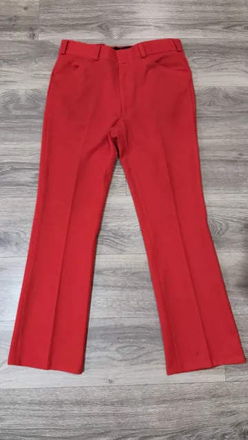 Vintage Double Knit Flare Dress Pants Size 36 Red Polyester
