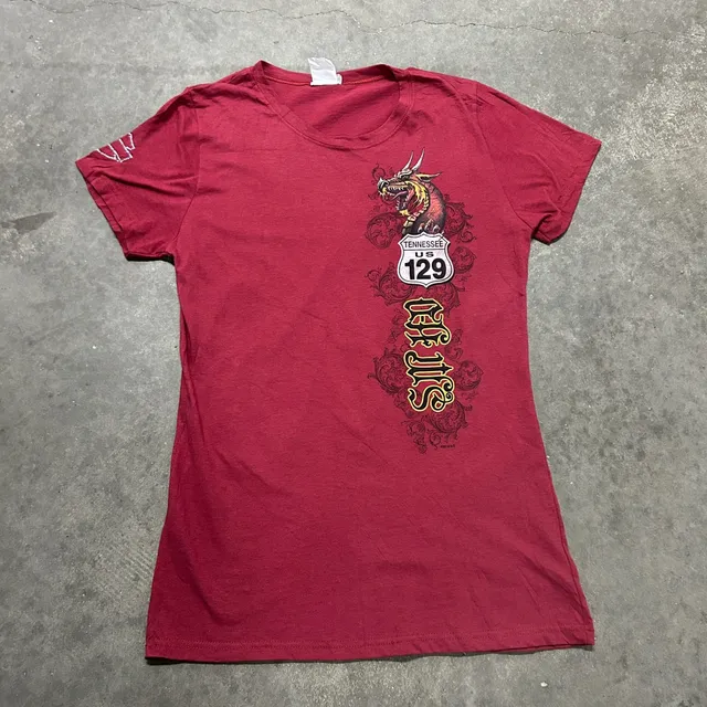 Harley Davidson XL Dragon Wings Burgundy Graphic Tee Smoky Mountain