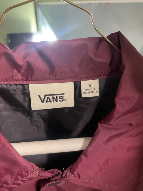 Vans Torrey Coaches Jacket Size S Burgundy Windbreaker Snap Front
