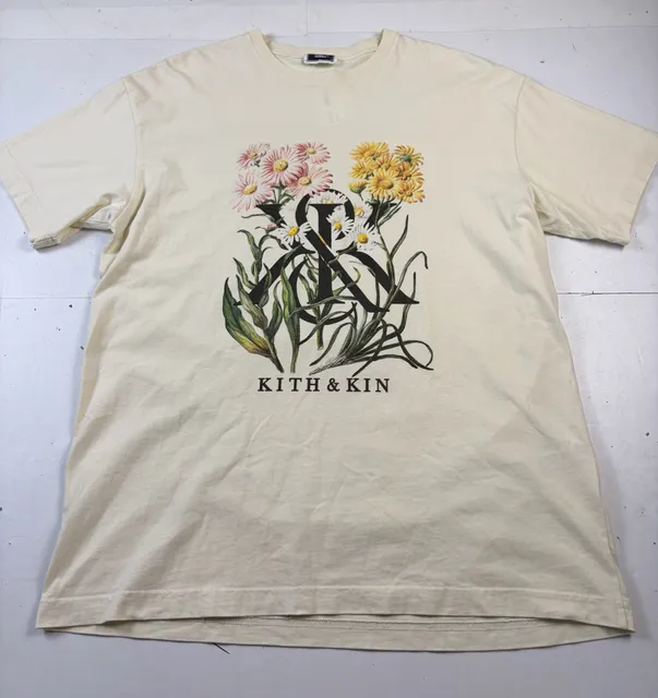Kith Kith & Kin Graphic T-Shirt Cream Floral Size M (OF)