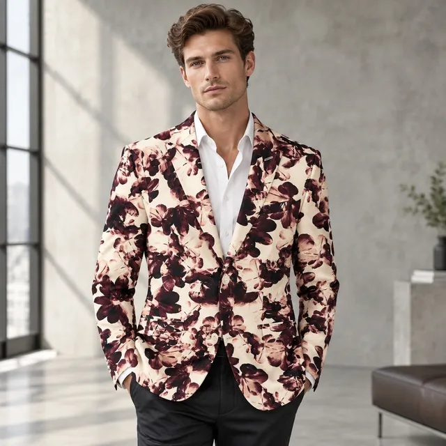 J. Ferrar Slim Floral Print Blazer Jacket 36 Short