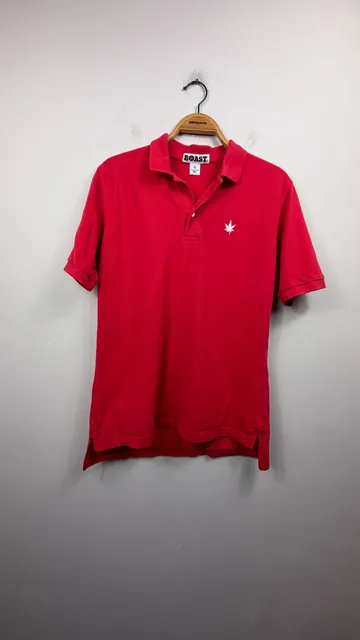 Boast Classic Pique Polo Size M Red Cotton Japanese Maple Leaf