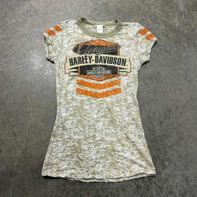 Harley Davidson Women's Small Burnout Graphic T Shirt USA Made Biker Moto