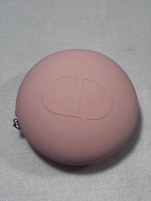 Dior Beauty Round Pink Silicone Zippered Cosmetic Makeup Pouch