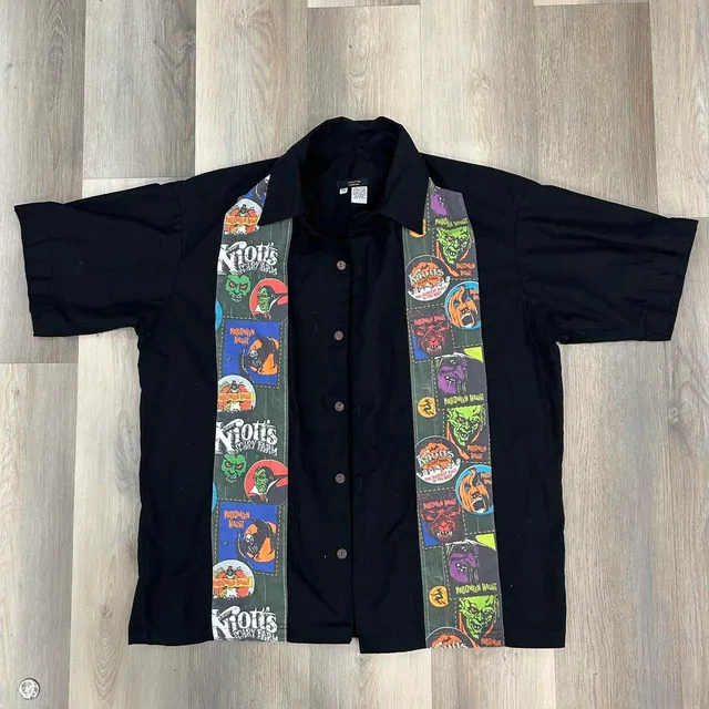 Fashion Tramp Knott's Scary Farm Button Up Shirt XL Black Halloween Haunt