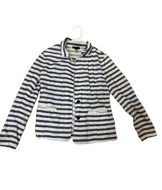 Gap Striped Blazer Size M Blue White Cotton Knit Jacket