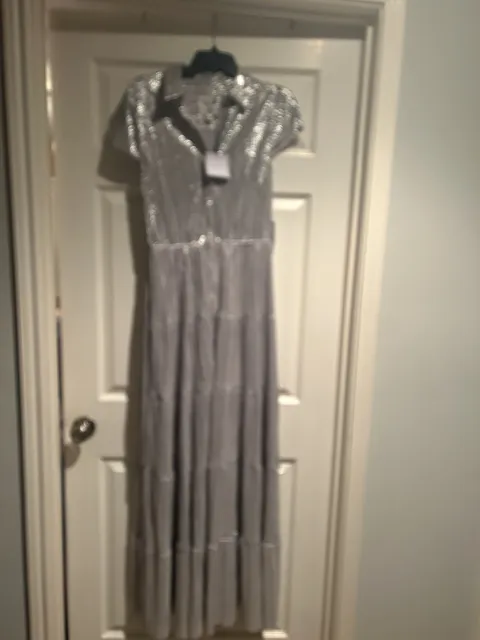 Part Two Metallic Pleated Maxi Dress Silver