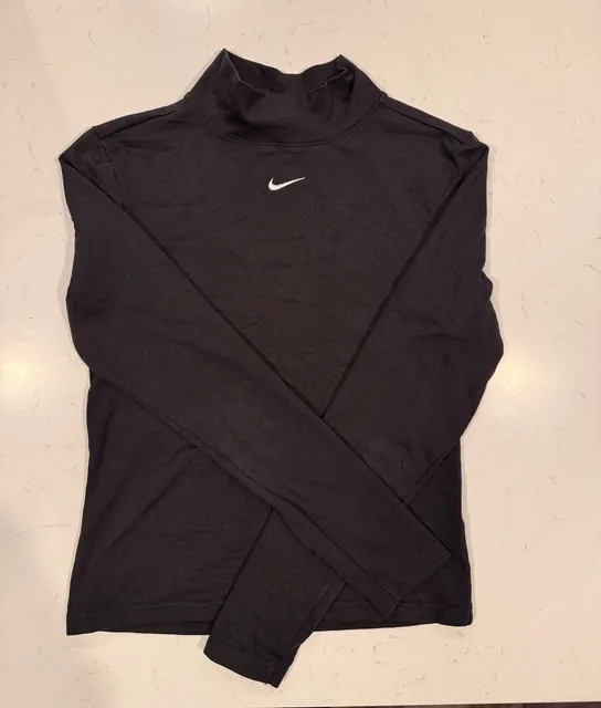 Nike Sportswear Essentials Mock Neck Long Sleeve Top Size S Black
