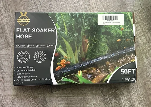 Flat Soaker Hose 50FT Garden Lawn Watering Vinyl Nylon