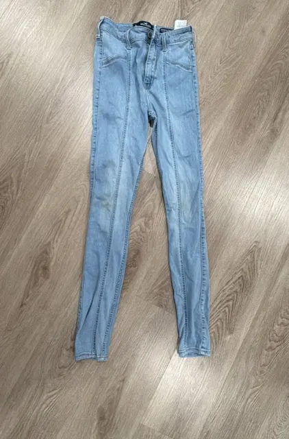 Hollister Ultra High Rise Jean Legging 26x30 Light Wash Seamed
