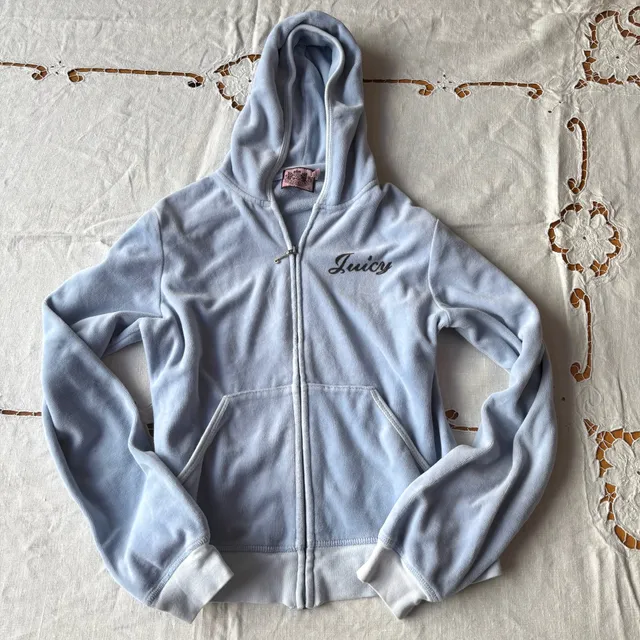 Juicy Couture Velour Zip Hoodie Light Blue