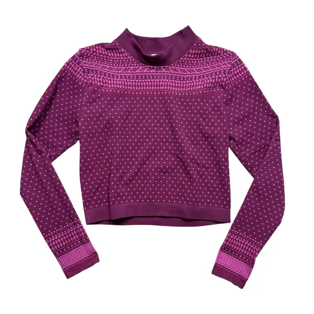 Fabletics Holly Seamless Long-Sleeve Top Size XL Burgundy