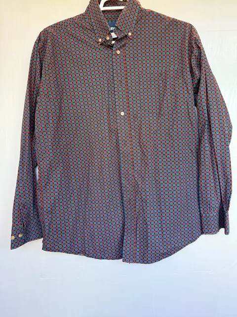 Wrangler Long Sleeve Button-Down Shirt Size L Geometric Pattern