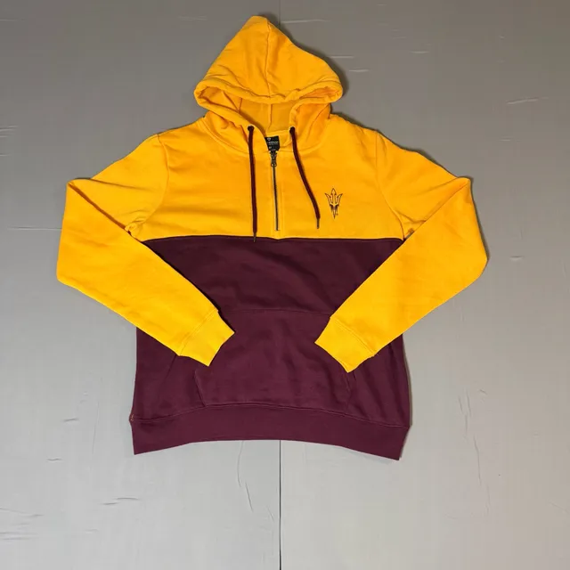 Colosseum Arizona State Sun Devils Half-Zip Hoodie women Size M Gold Maroon