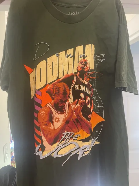 Rodman Apparel Dennis Rodman T-Shirt Size Large Green Graphic Tee