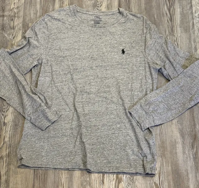 Polo Ralph Lauren Long Sleeve T-Shirt Size L Gray Heather Custom Slim Fit