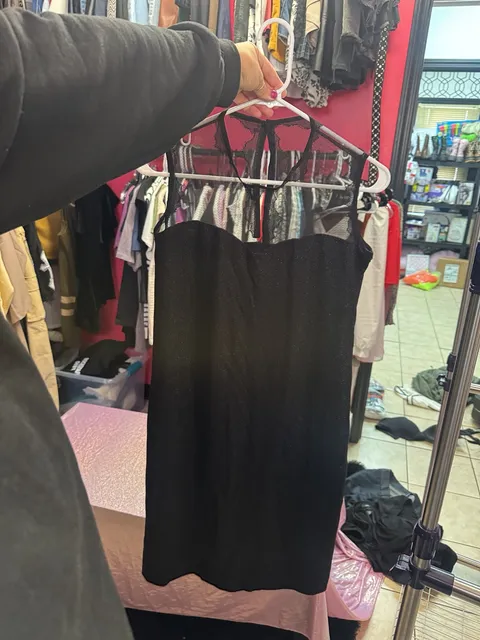 Sündüz Trend Black Sheer Mesh Cocktail Dress Size L