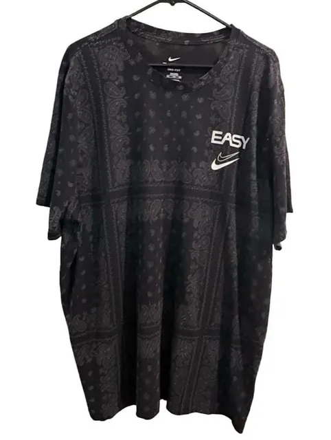 Nike Easy Dri-Fit T-Shirt Black Paisley Tall XXL