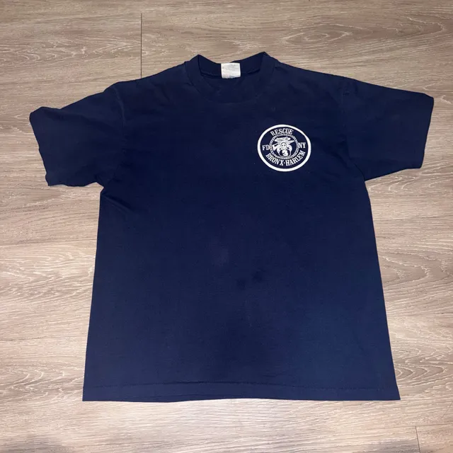 Hanes FDNY Rescue 3 T-Shirt Large Navy Blue Graphic