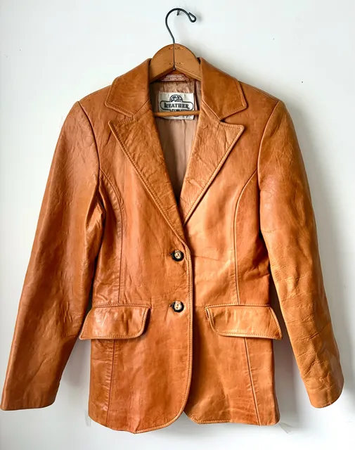 Wild West Leather Vintage Leather Blazer Jacket Tan Brown