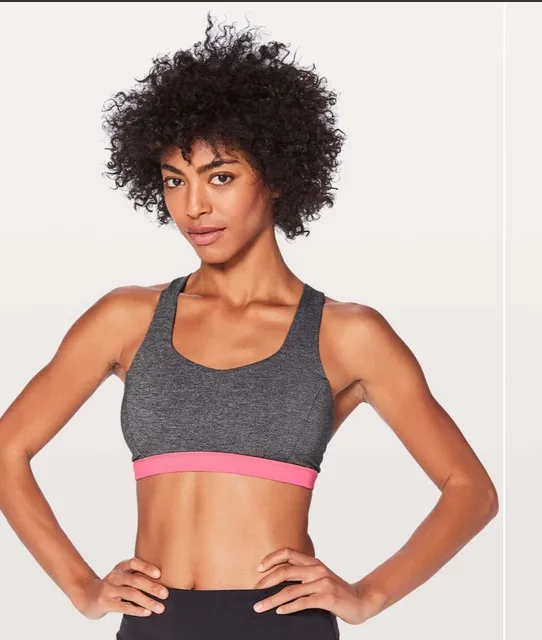 Lululemon Free To Be Serene Bra Size 8 Heathered Black Pink