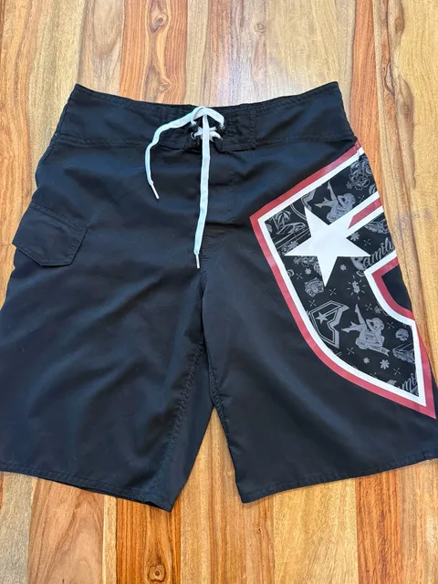 Famous Stars and Straps Board Shorts Size 30 Pinup Graphic Swim Trunks